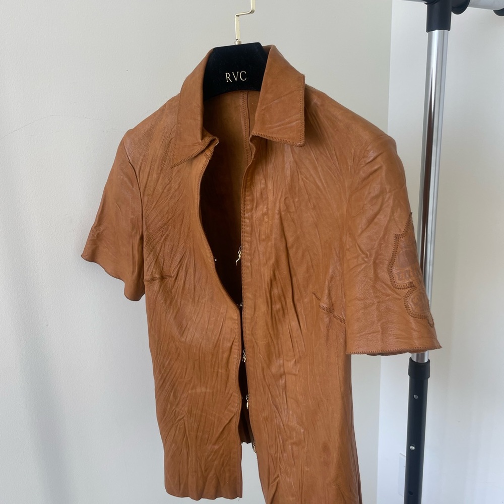 Roberto Cavalli 2003 tattoo leather shirt